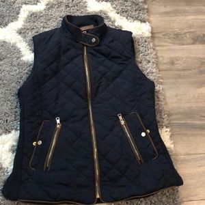 Zara Navy Blue Quilted Sleeveless Jacket